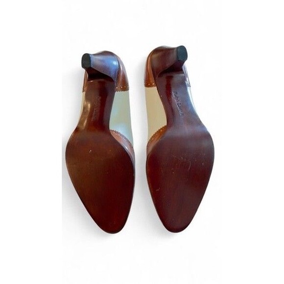 Ralph Lauren Spectator Pumps 9B Brown White Leather Made in Italy, Unworn - Picture 7 of 10
